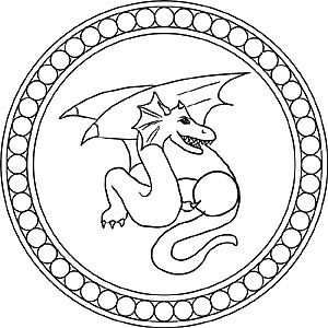 Drachen - Mandala Ausmalbild für Kinder