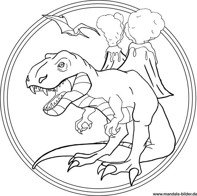 Mandala Ausmalbild T-Rex