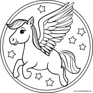 Pegasus mandala Ausmalbild ausdrucken