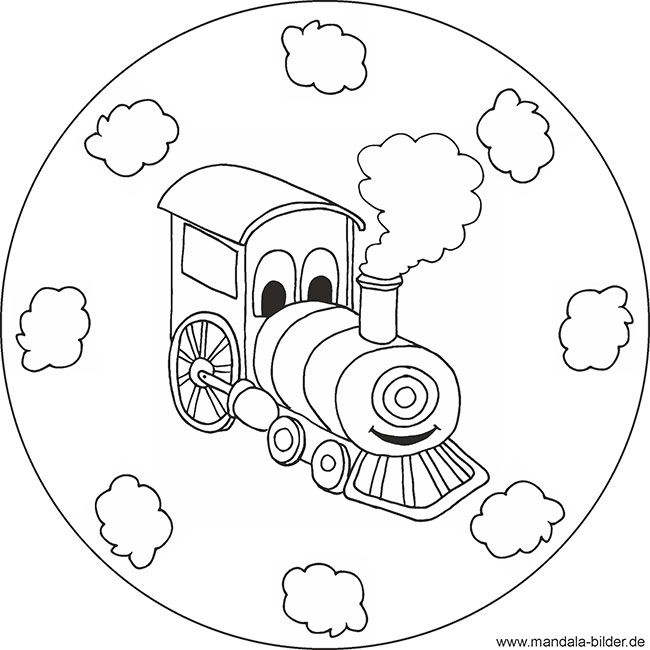 Eisenbahn Mandala Malvorlage für Kinder