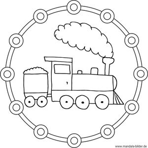 Lokomotive Mandala Ausmalbild für Kinder