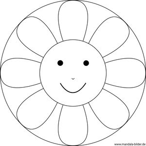 Mandala Malvorlage - Blume mit einem Gesicht