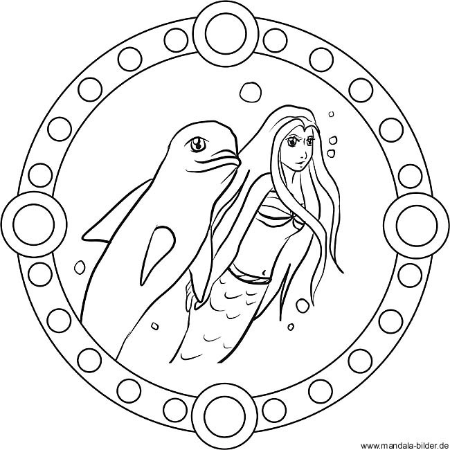Mandala - Meerjungfrau und ein Delfin