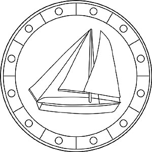 Segelboot - Mandala und Ausmalbild