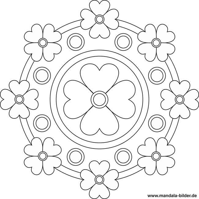 Mandala mit Blumen - Natur Ausmalbild