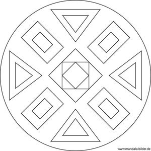 Mandala geometrische Formen Dreiecke Rechtecke zum Ausdrucken