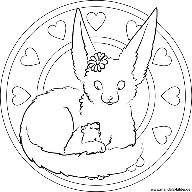 Tier Mandala für Kinder - Fuchs und Hamster