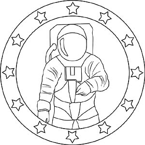 Astronaut mit Sternen als Mandala Ausmalbild