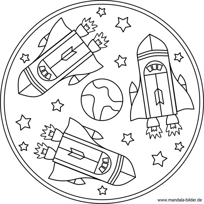 Space-Shuttle im Weltall Mandala