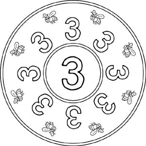 Zahlen Mandala 3 - Zahl Drei