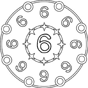 Zahlen Mandala 6 - Zahl Sechs