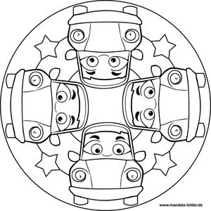 Auto mit Gesicht Mandala für Kinder