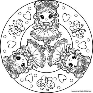 drei Prinzessinnen Mandala Ausmalbild