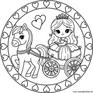 Mandala Prinzessin Kutsche Pferd Ausmalbild